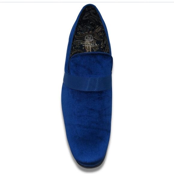 MONTIQUE MEN\'S SOLID VELVET COBALT FASHION SLIP-ON SHOE S91.